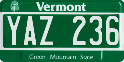 VT license plate YAZ236