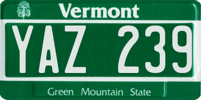 VT license plate YAZ239