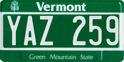 VT license plate YAZ259