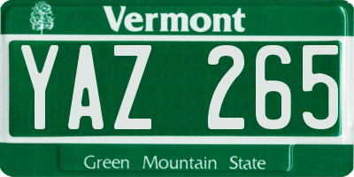 VT license plate YAZ265