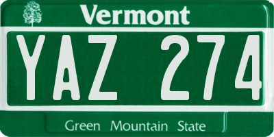 VT license plate YAZ274