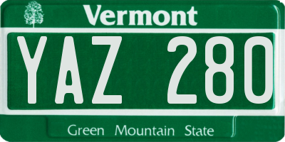 VT license plate YAZ280