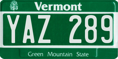 VT license plate YAZ289