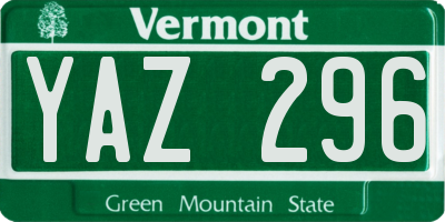 VT license plate YAZ296