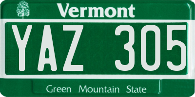VT license plate YAZ305