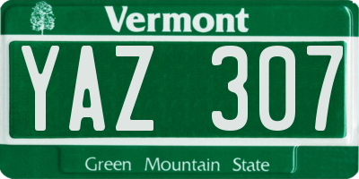 VT license plate YAZ307