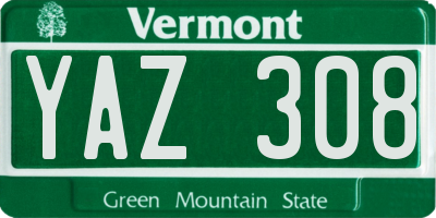 VT license plate YAZ308