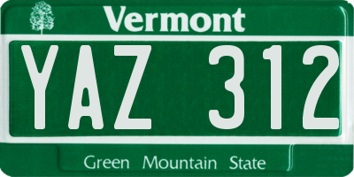 VT license plate YAZ312