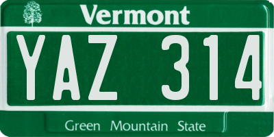 VT license plate YAZ314