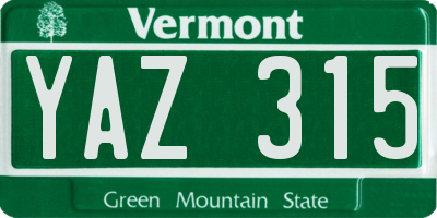 VT license plate YAZ315