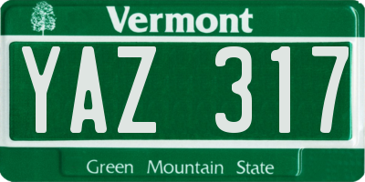 VT license plate YAZ317