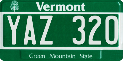 VT license plate YAZ320