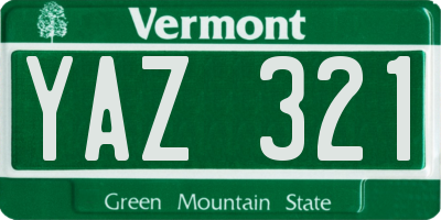 VT license plate YAZ321