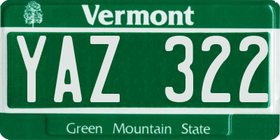 VT license plate YAZ322