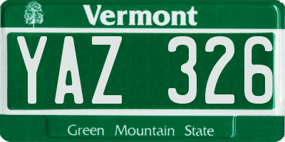 VT license plate YAZ326