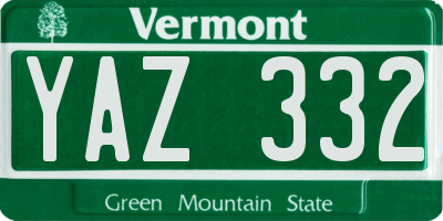 VT license plate YAZ332