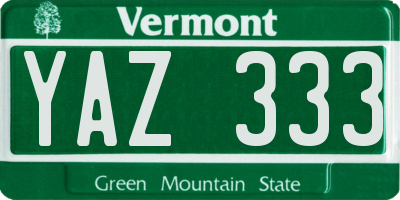 VT license plate YAZ333