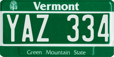 VT license plate YAZ334