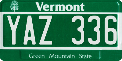 VT license plate YAZ336
