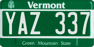 VT license plate YAZ337