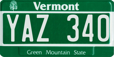 VT license plate YAZ340