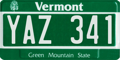 VT license plate YAZ341