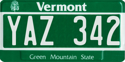VT license plate YAZ342