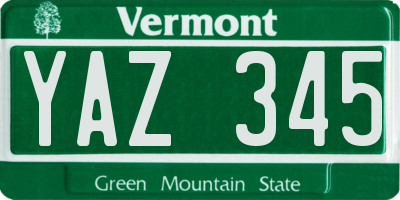 VT license plate YAZ345