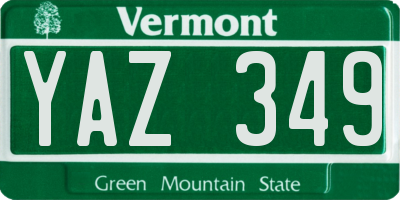 VT license plate YAZ349
