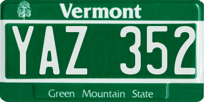 VT license plate YAZ352