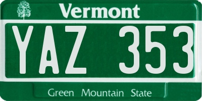 VT license plate YAZ353