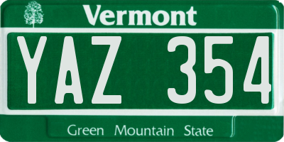 VT license plate YAZ354