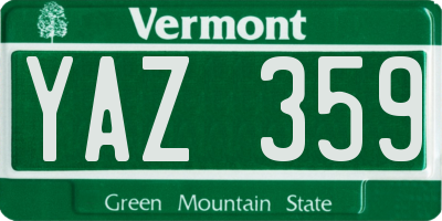 VT license plate YAZ359