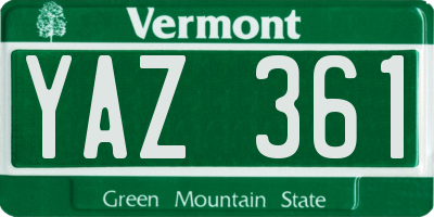 VT license plate YAZ361