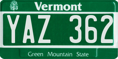 VT license plate YAZ362