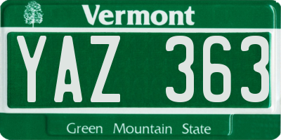 VT license plate YAZ363