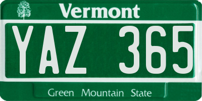 VT license plate YAZ365