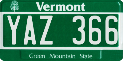 VT license plate YAZ366