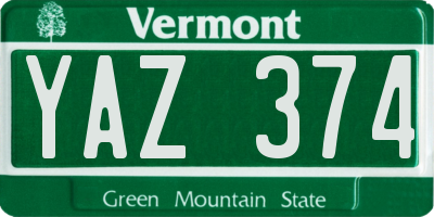 VT license plate YAZ374