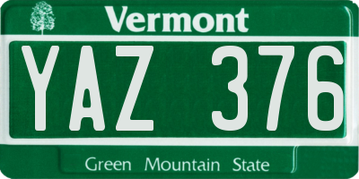 VT license plate YAZ376