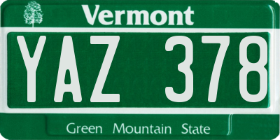 VT license plate YAZ378