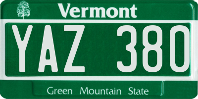 VT license plate YAZ380