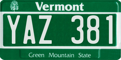 VT license plate YAZ381