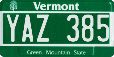 VT license plate YAZ385