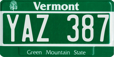 VT license plate YAZ387