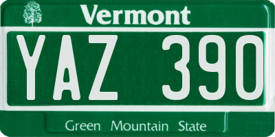 VT license plate YAZ390