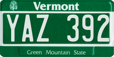 VT license plate YAZ392