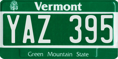 VT license plate YAZ395