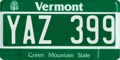 VT license plate YAZ399