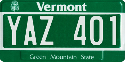 VT license plate YAZ401